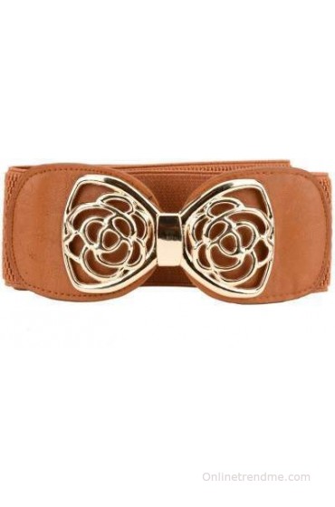 Tiekart Women Casual Brown Metal Belt(Brown)